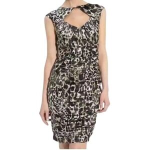 BBA Nanette Lepore Dress Size 8 100% Silk Peek-A-Boo Bodycon‎ Animal Print